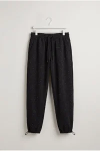 Drop by TrendyolMilla Stone Printed Leg Elastic 3 Yarn Brushed Sweatpants Black - Image 5