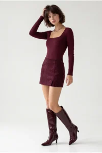 Drop by TrendyolMilla Burgundy Bowl Mini slit Shorts Skirt