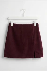 Drop by TrendyolMilla Burgundy Bowl Mini slit Shorts Skirt - Image 3