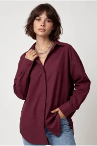 Drop by TrendyolMilla Oversized Basic Chic Shirt Brown - Image 2