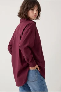 Drop by TrendyolMilla Oversized Basic Chic Shirt Brown - Image 3