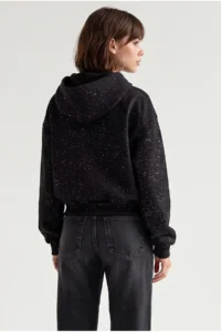 Drop by TrendyolMilla Simli Kangaroo with pocket Zippered Cardigan Sweatshirt Black - Image 3