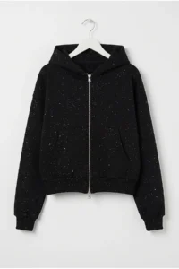 Drop by TrendyolMilla Simli Kangaroo with pocket Zippered Cardigan Sweatshirt Black - Image 4