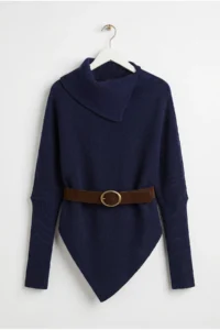 Drop by TrendyolMilla NAVY BLUE Arched Asymmetric Knitwear Sweater - Image 4