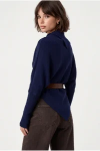 Drop by TrendyolMilla NAVY BLUE Arched Asymmetric Knitwear Sweater - Image 5