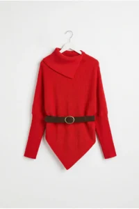 Drop by TrendyolMilla Red Arched Asymmetric Knitwear Sweater - Image 4