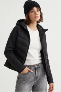 Drop by TrendyolMilla Black Lined Zippered Quilted Sleeves Diver Coat - Image 2