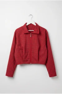 Drop by TrendyolMilla Red Checkered Zippered Lined Bomber Jacket Jacket Coat - Image 5