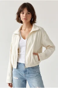 Drop by TrendyolMilla with pocket Zippered Crop Seasonal Jacket Beige - Image 2