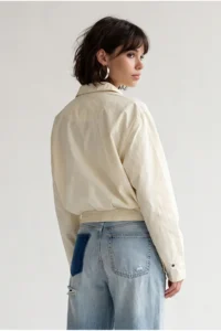 Drop by TrendyolMilla with pocket Zippered Crop Seasonal Jacket Beige - Image 3