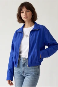 Drop by TrendyolMilla with pocket Zippered Crop Seasonal Jacket Saks BLUE