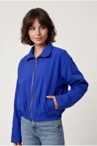 Drop by TrendyolMilla with pocket Zippered Crop Seasonal Jacket Saks BLUE - Image 2