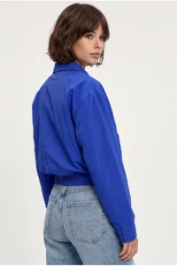 Drop by TrendyolMilla with pocket Zippered Crop Seasonal Jacket Saks BLUE - Image 3