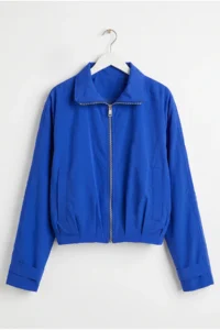 Drop by TrendyolMilla with pocket Zippered Crop Seasonal Jacket Saks BLUE - Image 5