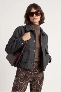 Drop by TrendyolMilla with cover Pocket Detail Bowl Shirt Jacket Anthracite - Image 2