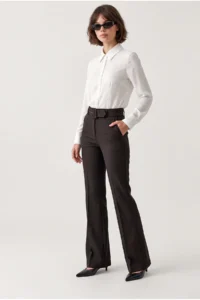 Drop by TrendyolMilla High Waist Kendinden Arched flared leg Dress Pants - Image 2