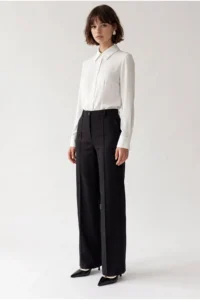 Drop by TrendyolMilla High Waist Plain Hem Dress Pants Black - Image 2