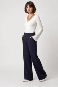 Drop by TrendyolMilla High Waist Plain Hem Dress Pants NAVY BLUE - Image 2