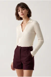 Drop by TrendyolMilla Burgundy Bowl with pocket Shorts - Image 2