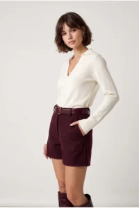 Drop by TrendyolMilla Burgundy Bowl with pocket Shorts - Image 3