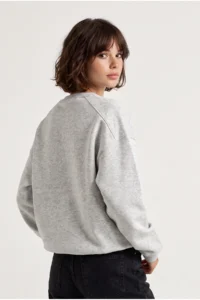Drop by TrendyolMilla Gray Fleece Slogan Embroidered Sweatshirt - Image 3