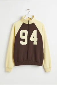 Drop by TrendyolMilla Half Zippered Raglan Sleeve Sweatshirt Brown Yellow - Image 5