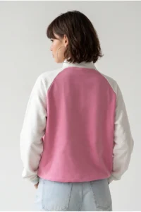 Drop by TrendyolMilla Half Zippered Raglan Sleeve Sweatshirt PINK WHITE - Image 4