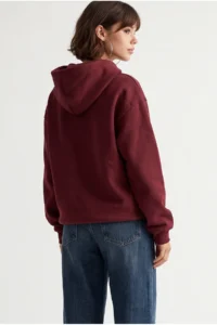 Drop by TrendyolMilla 3 Yarn Brushed Half Zippered Text Printed Sweatshirt Burgundy - Image 4