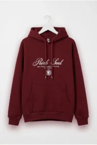 Drop by TrendyolMilla 3 Yarn Brushed Half Zippered Text Printed Sweatshirt Burgundy - Image 5