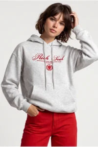 Drop by TrendyolMilla 3 Yarn Brushed Half Zippered Text Printed Sweatshirt Gray - Image 2