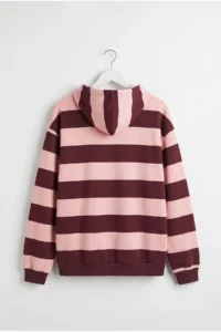 Drop by TrendyolMilla Thick Striped Hooded Oversized Sweatshirt Plum- PINK - Image 5