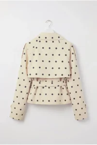 Drop by TrendyolMilla Arched Double breasted Polka Dot Lined Short Trench Coat Beige - Image 5