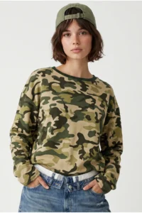 Drop by TrendyolMilla Khaki Camo pattern Crew Neck Knitting Sweatshirt% 70 - Image 3