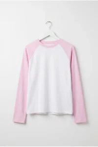 Drop by TrendyolMilla PINK WHITE Cotton Color Bloklu Oversized Raglan Sleeve Tshirt - Image 4