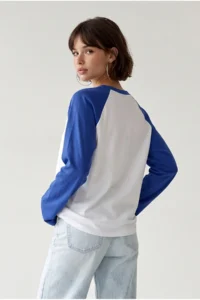 Drop by TrendyolMilla NAVY BLUE New York Printed Cotton Double Colorful Long Sleeve T-Shirt - Image 4