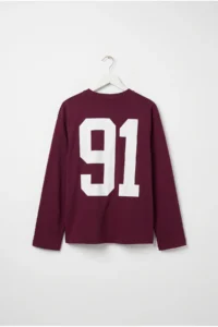Drop by TrendyolMilla Burgundy 91 Printed Long Sleeve T-Shirt Burgundy - Image 4