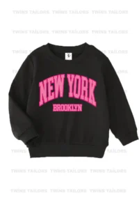 twins tailors Grey-Black Triple Crew Neck Girl's Sweatshirt with Fleece Heart Print on the Inside - Image 6