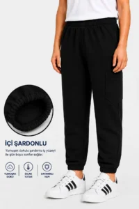 twins tailors Unisex 4-Pack Navy Blue-Black-Grey-Beige Children's Sweatpants with Ribbon Inside and Elastic Waist and Leg Legs - Image 4