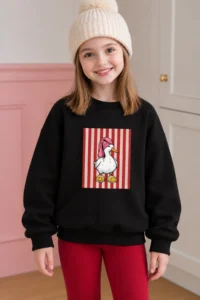 twins tailors Girl's 3-Piece Pack of Rose Gold Cat and Lemon Printed Gray-Red-Black Children's Sweatshirt - Image 2