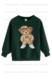 twins tailors Teddybear and Game Console Printed 3-Pack Unisex Crew Neck Beige-Grey-Green Kids Sweatshirt - Image 2
