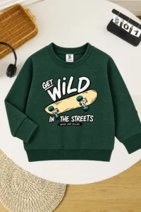 twins tailors Skateboard And Bear Printed 3-Pack Unisex Black-Grey-Green Kids Sweatshirt - Image 2